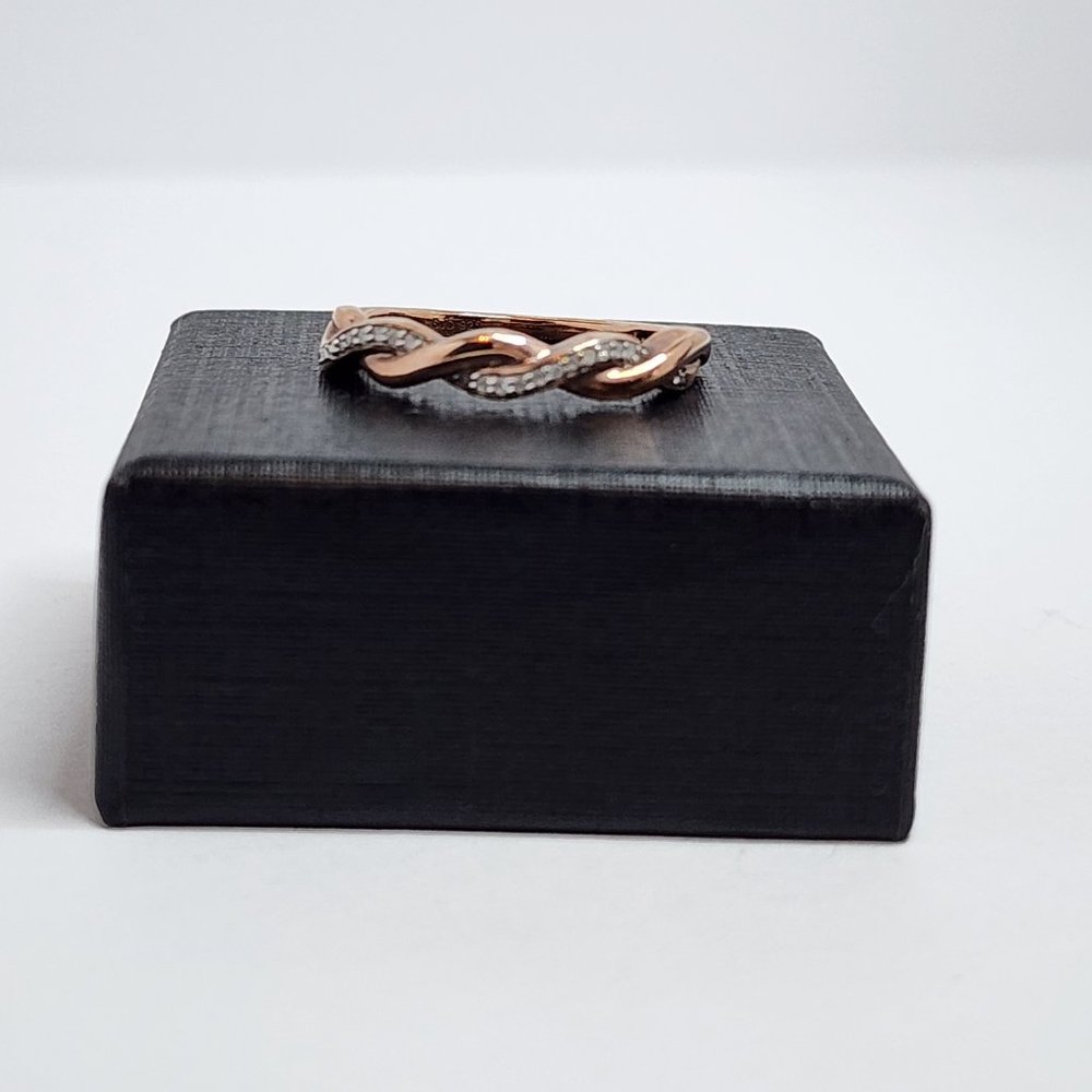 Twisted 14K Rose Gold Over 925 Sterling Silver Ring Size 8